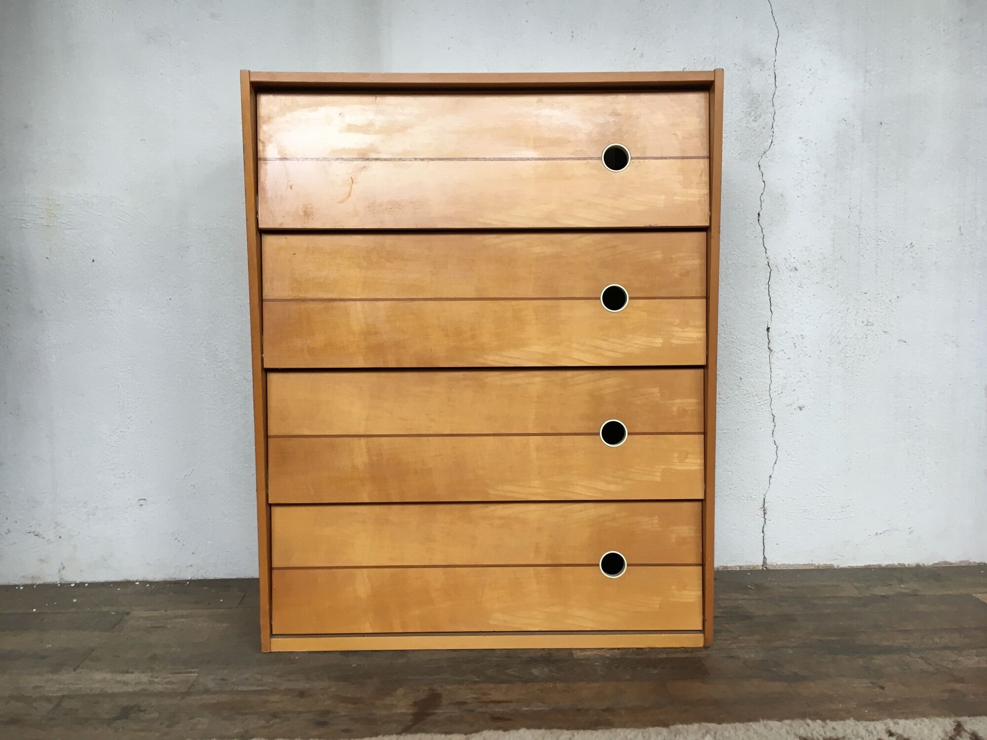 Shoe cabinet in light wood year 1960 vintage