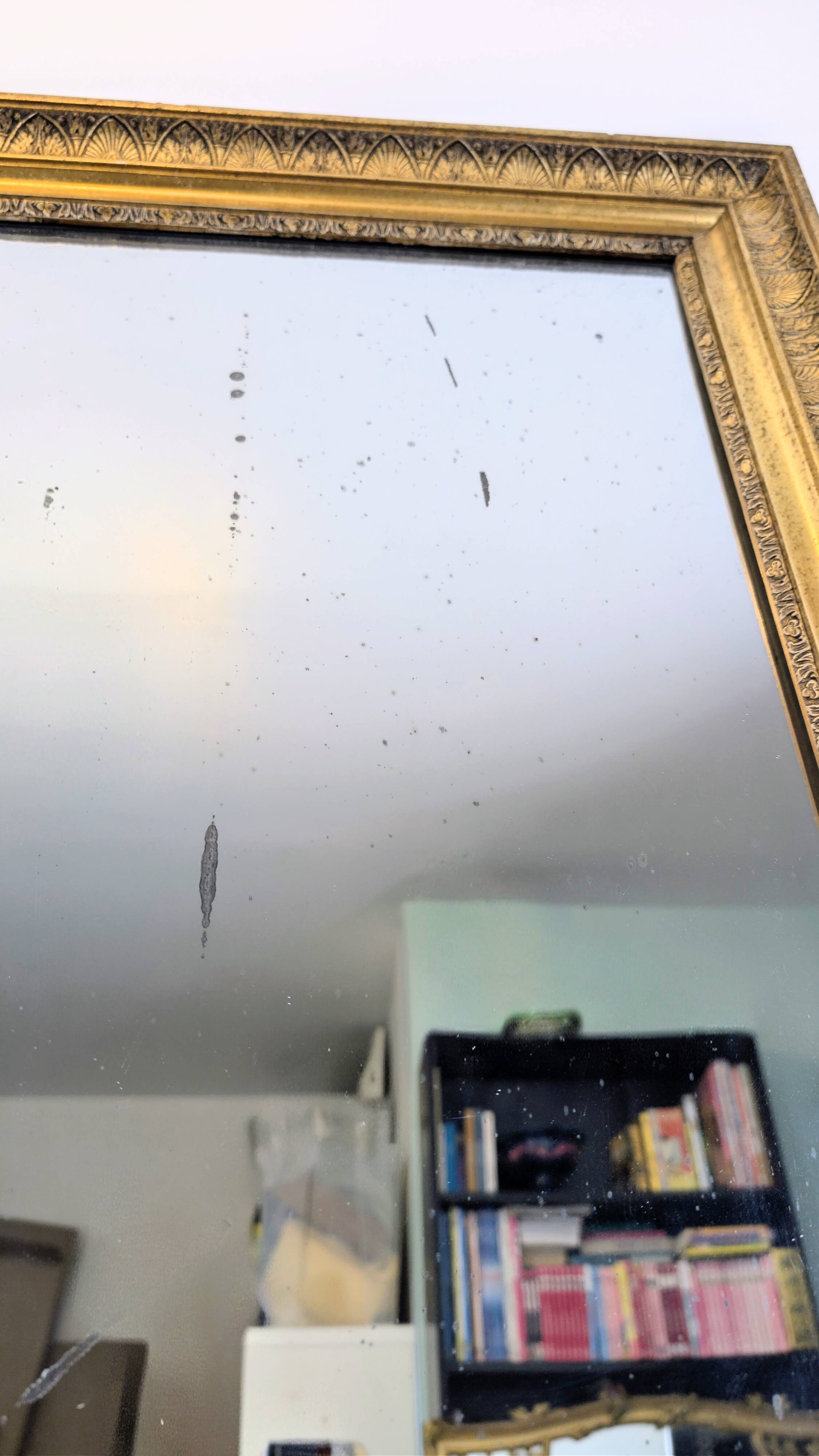 Antique mirror 19th century gilded carved frame 82 x 66 cm