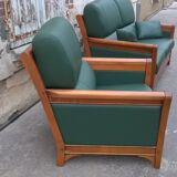 J. Leleu solid oak sofa and armchair