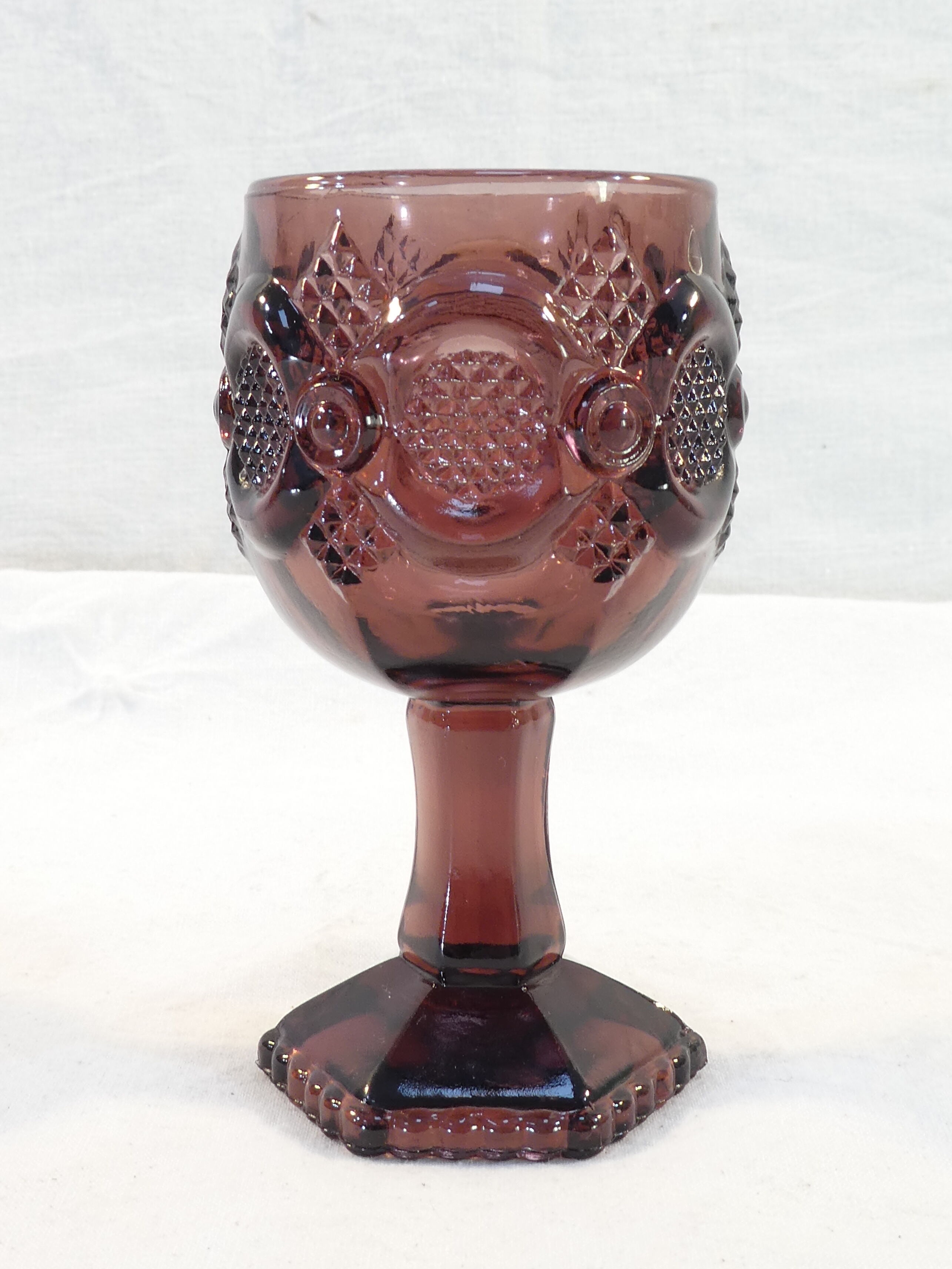 Advertising glass AVON purple decor in vintage relief