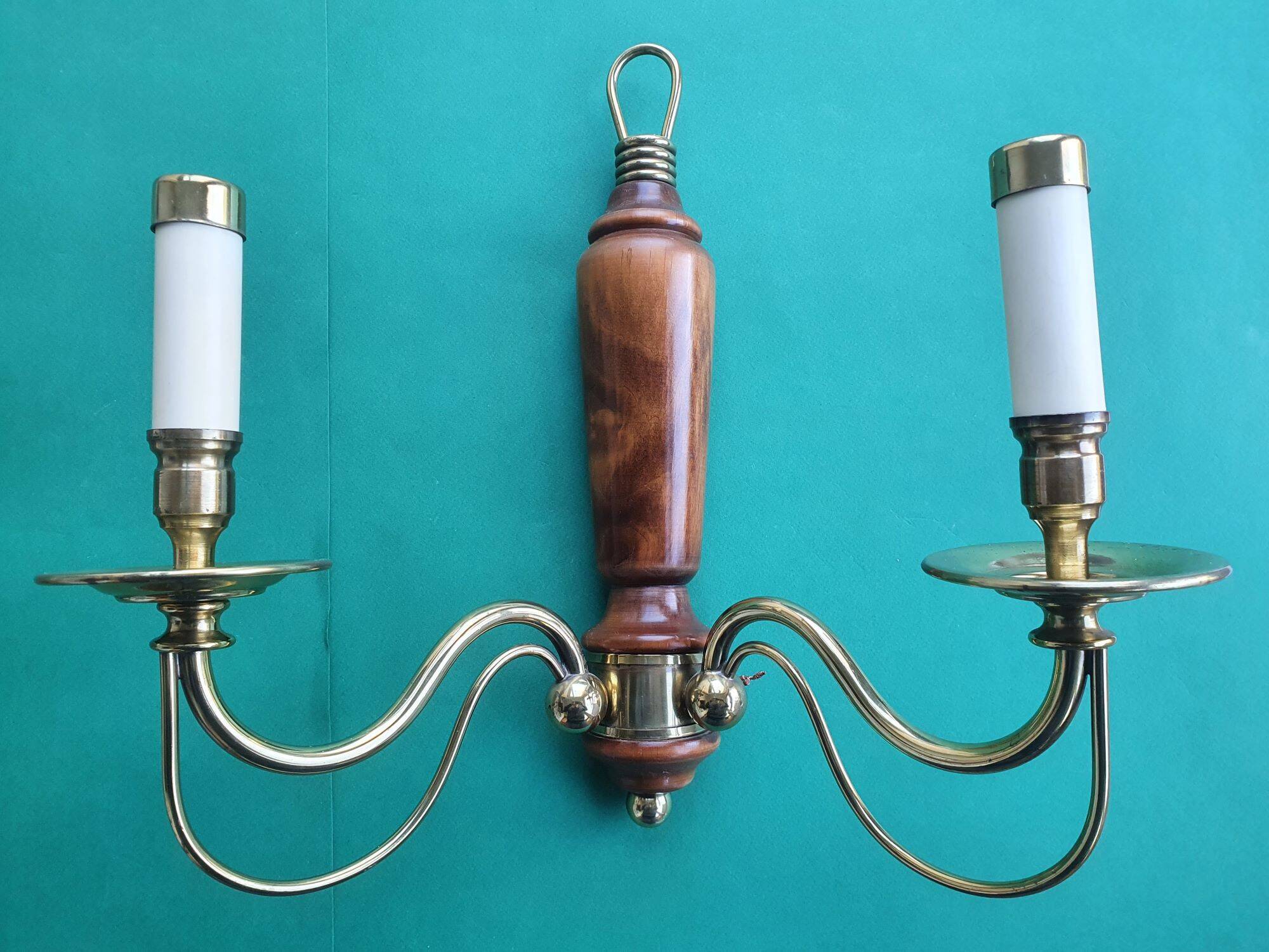 Pair of large antique candlestick wall sconces