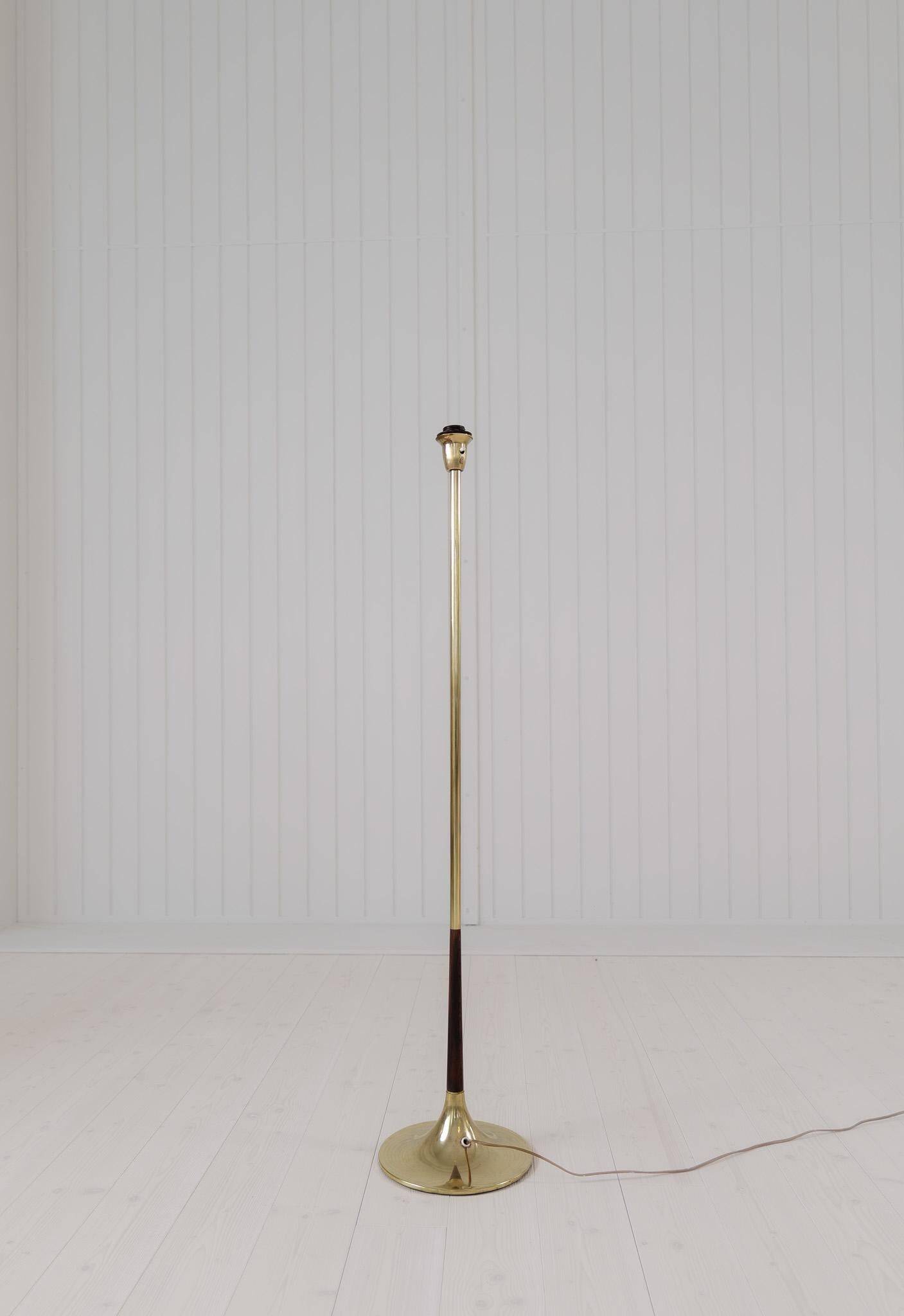 Modern mid-century brass trumpet-shaped floor lamp, Sweden, 1960s.