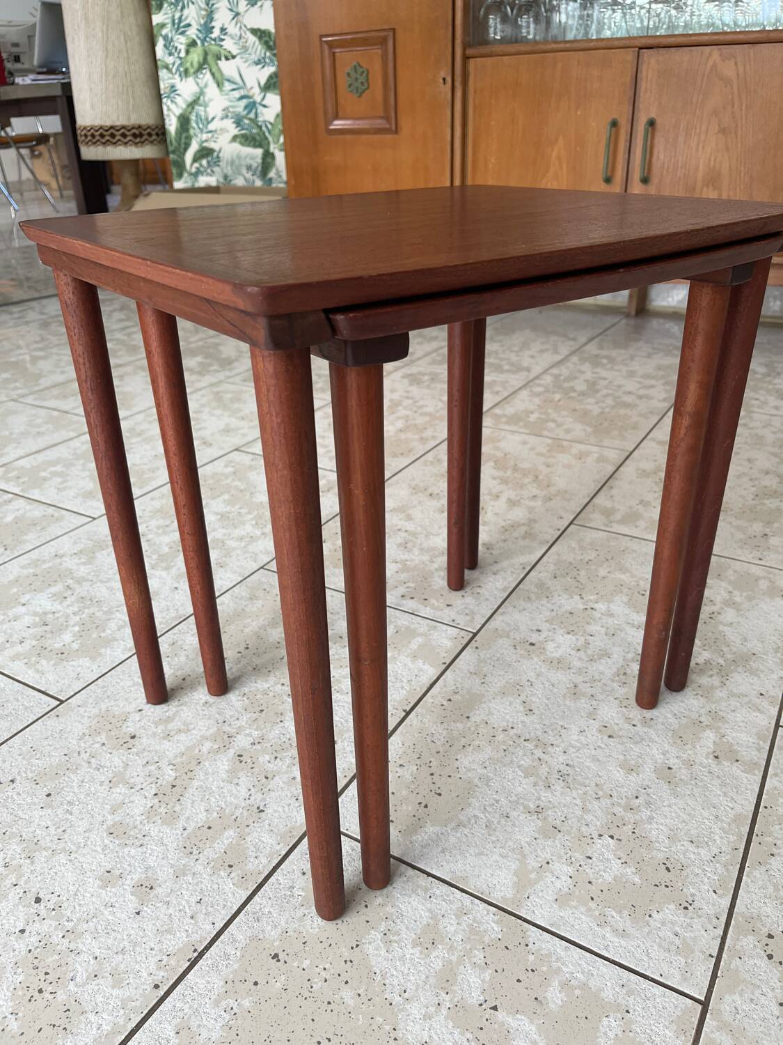 2 Danish teak nesting tables Mobelintarsia 60s