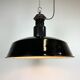 Industrial midcentury black enamel factory lamp, 1950s