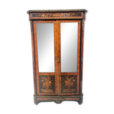 Napoleon III display cabinet in rosewood veneer and marquetry, 19th century.