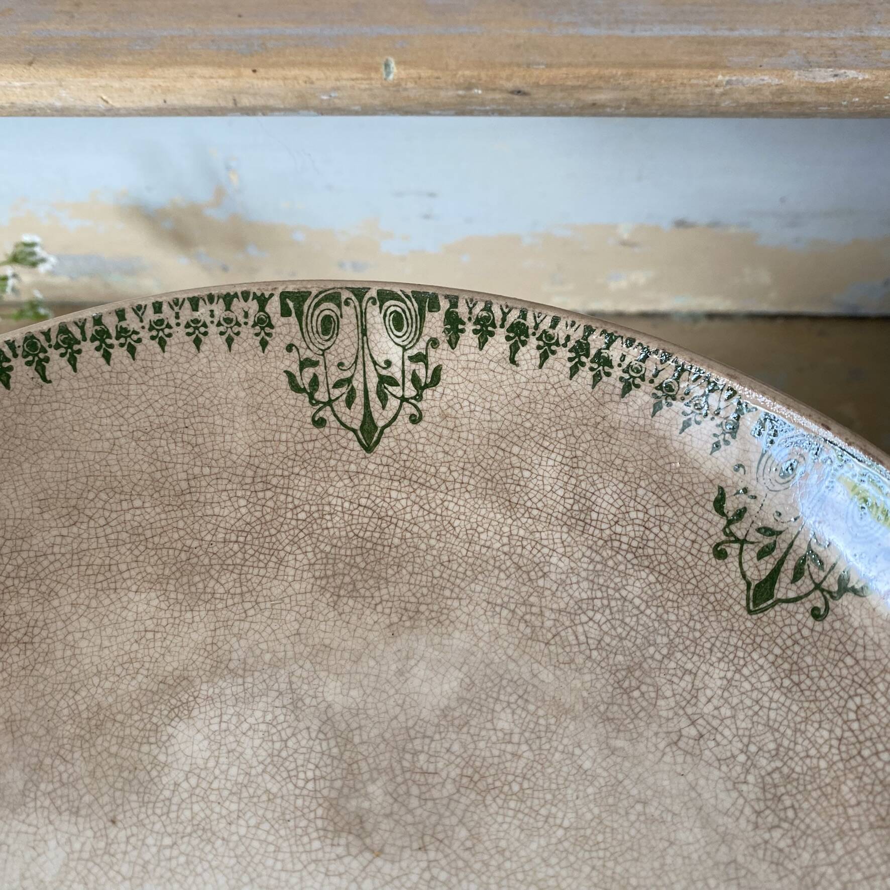 Patinated ironware compote dish, antique fruit bowl.