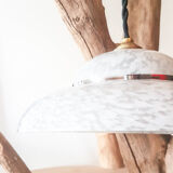 White opaline glass Clichy lamp, vintage pendant light