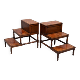 Superb pair Mahogany and Leather library steps England