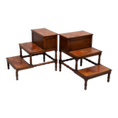 Superb pair Mahogany and Leather library steps England