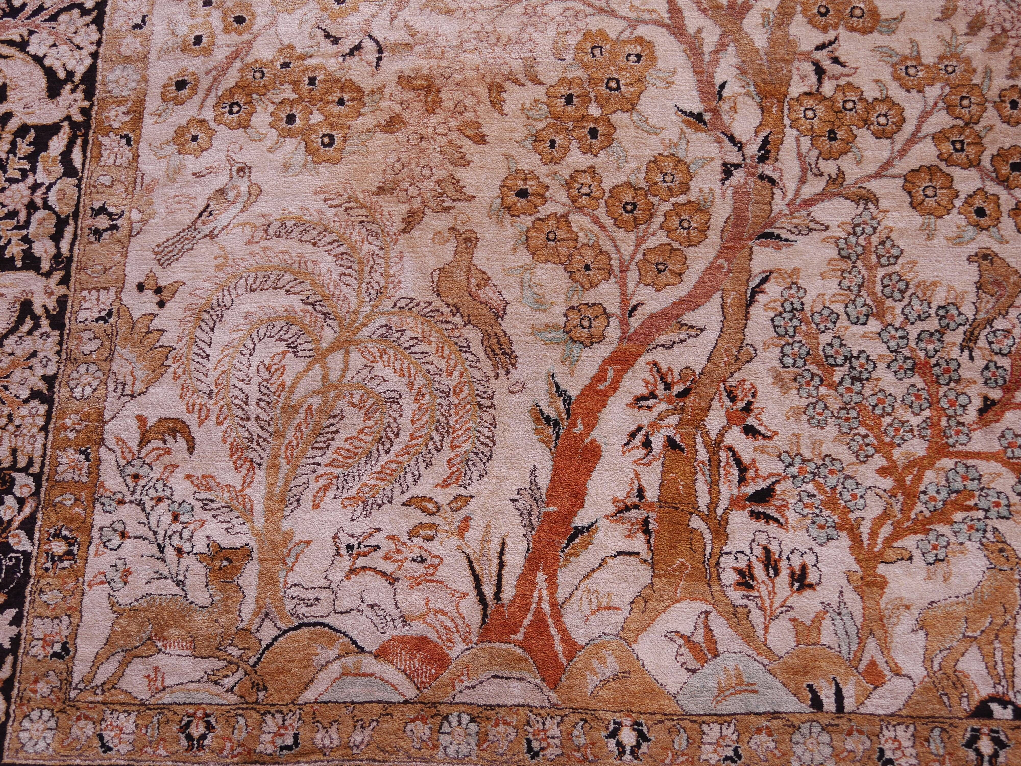 GHOUM handmade Persian silk rug 216 x 138 cm