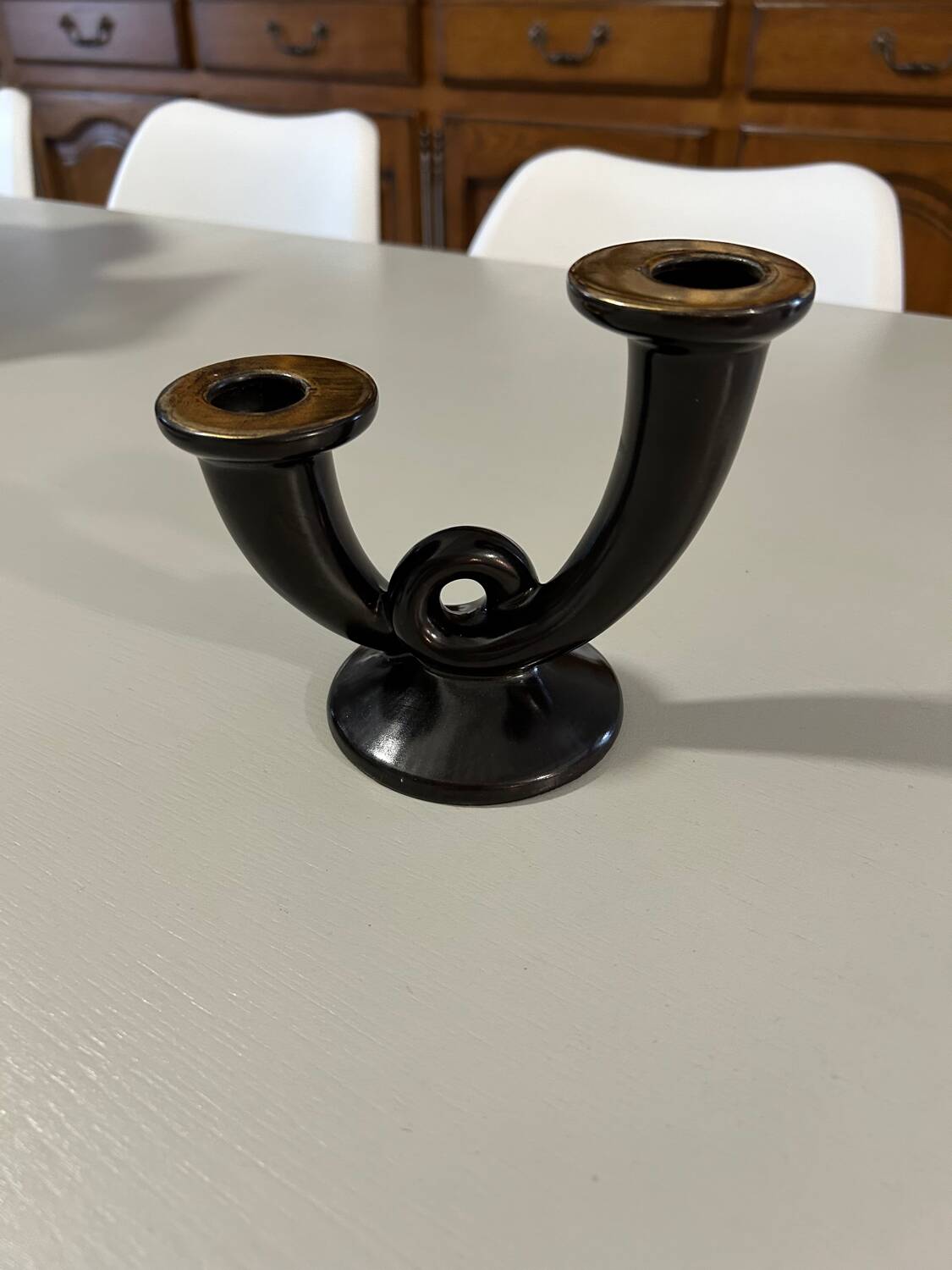 Gien earthenware candlestick / candlestick