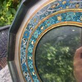 Oriental mirror floral pattern signed vintage