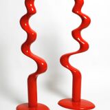 Two large limited abstract metal floor sculptures in red