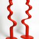 Two large limited abstract metal floor sculptures in red