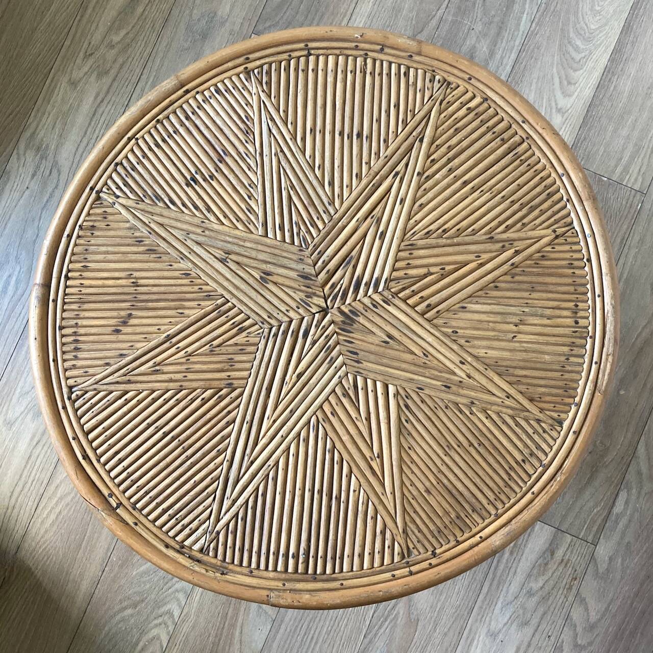 Round rattan coffee table