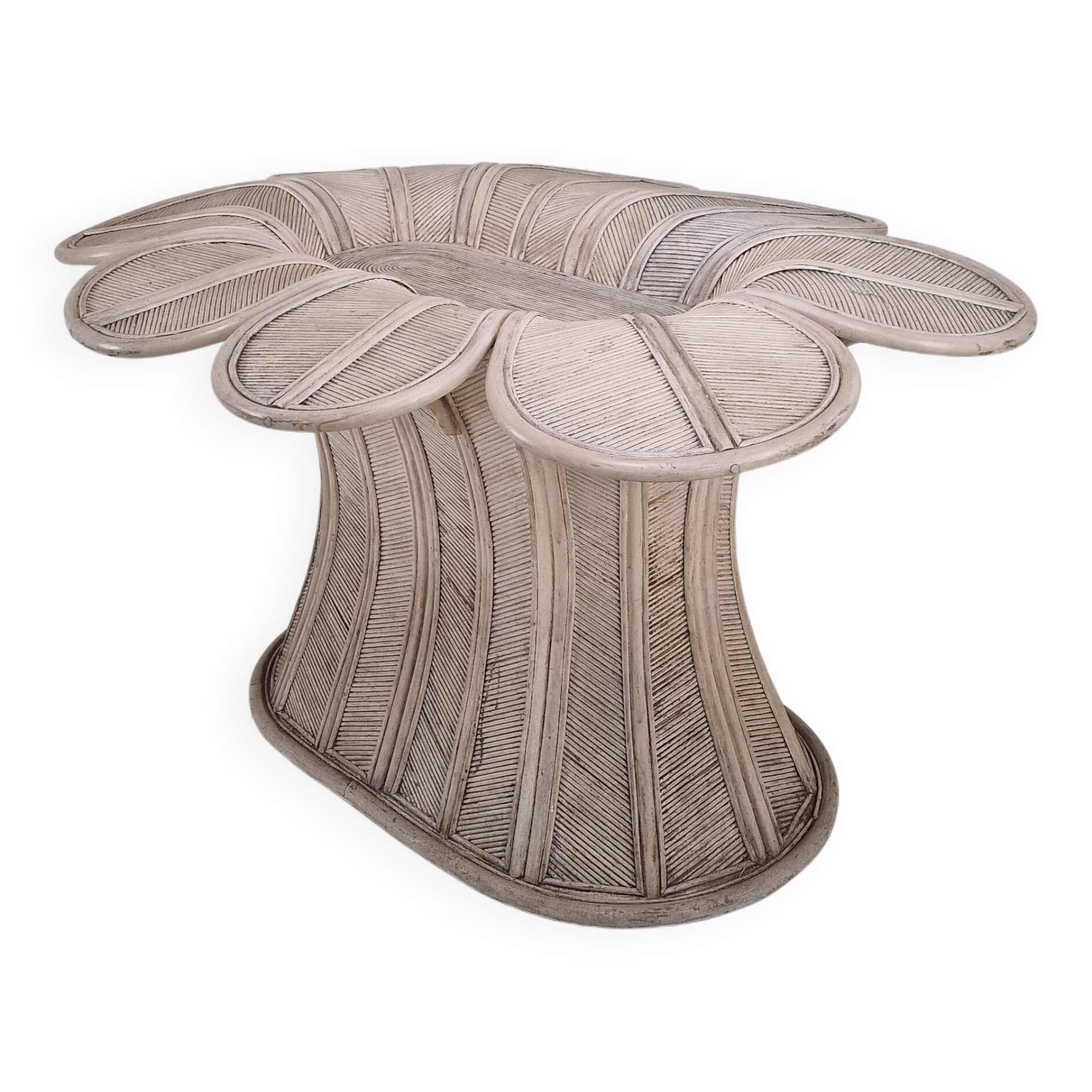 Vintage Oval Bamboo and Rattan Dining Table Base, France 1980's