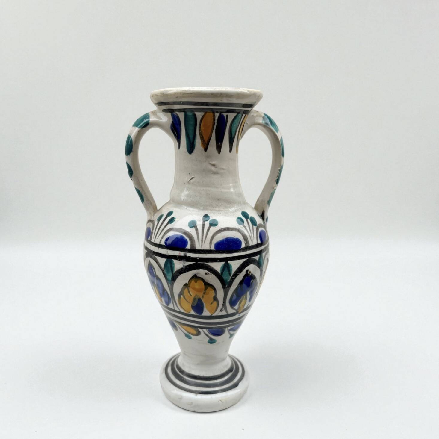 Vintage hand-painted Mediterranean ceramic vase - Berber vase