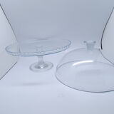 Glass cake dish with bell