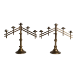 Pair of bronze altar candelabras