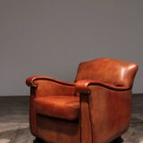 Sheep leather armchair Dutch design handmade 1970 - Brand name Joris