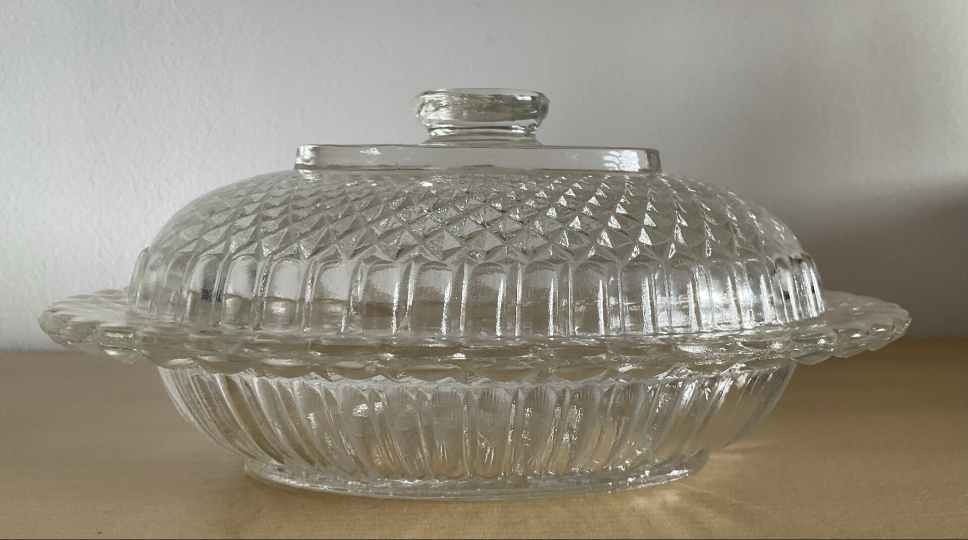 Vintage glass butter dish