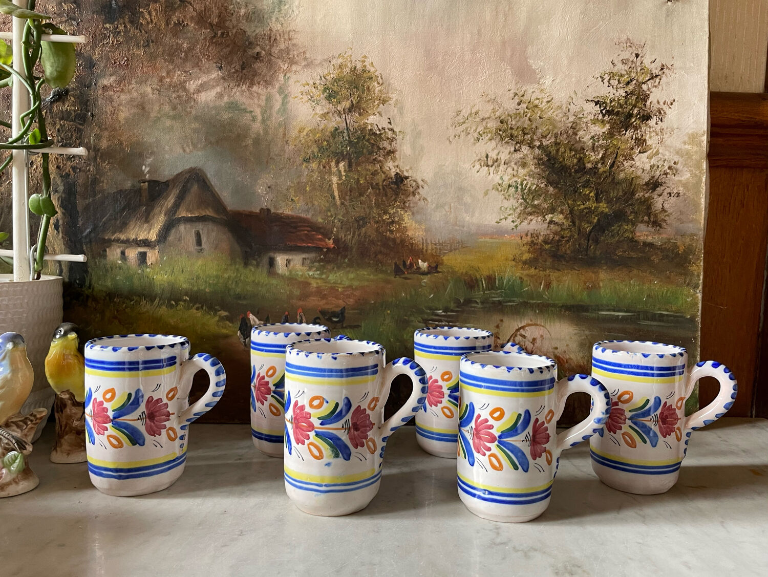 6 ceramic cups signed hc