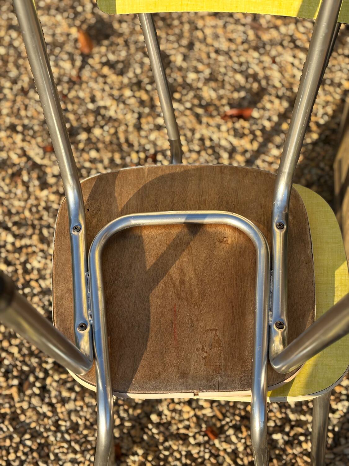 Pair of yellow Formica chairs