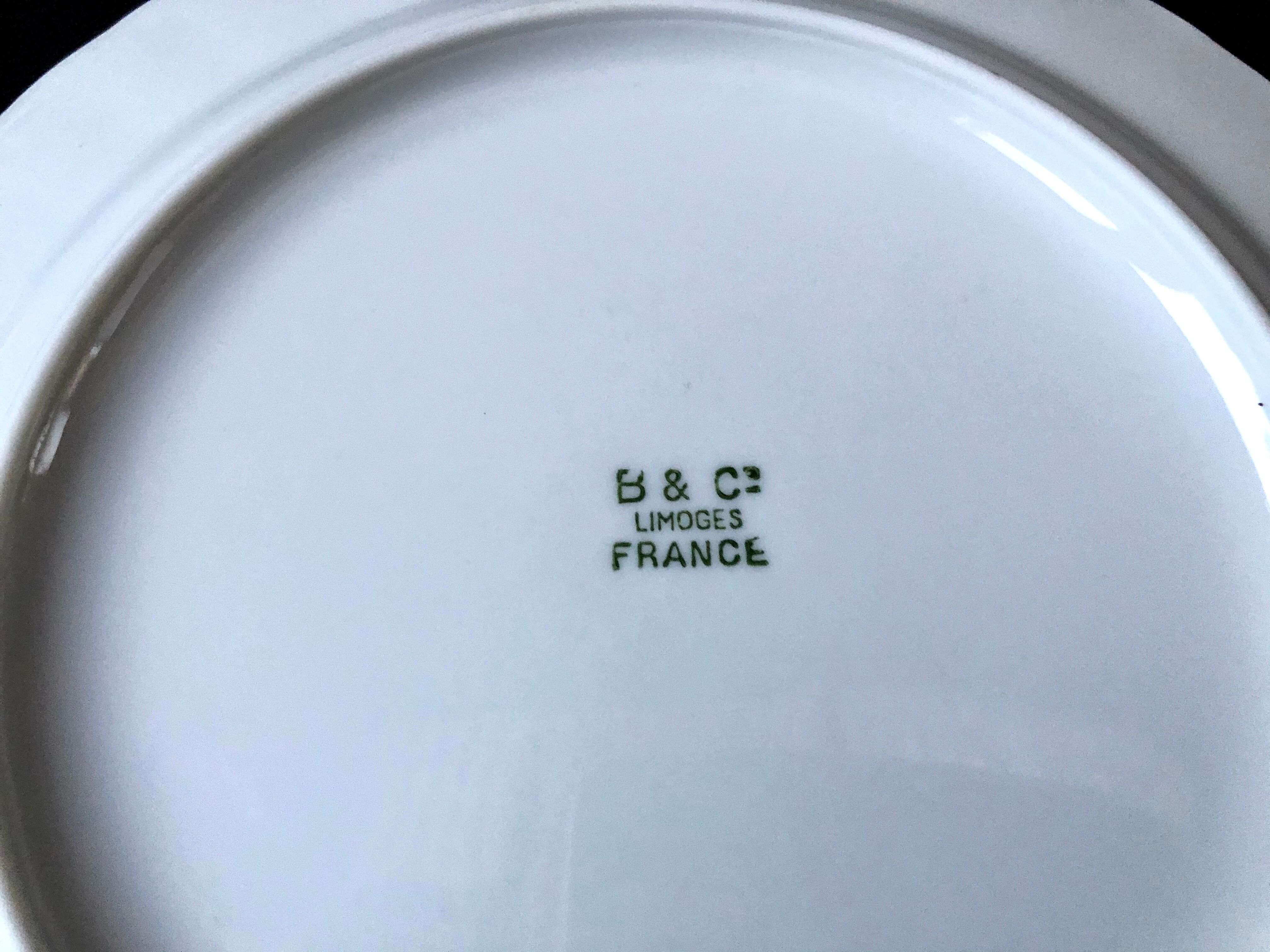 Limoges Bernardaud porcelain dessert plates - vintage co. 60s, white & gold