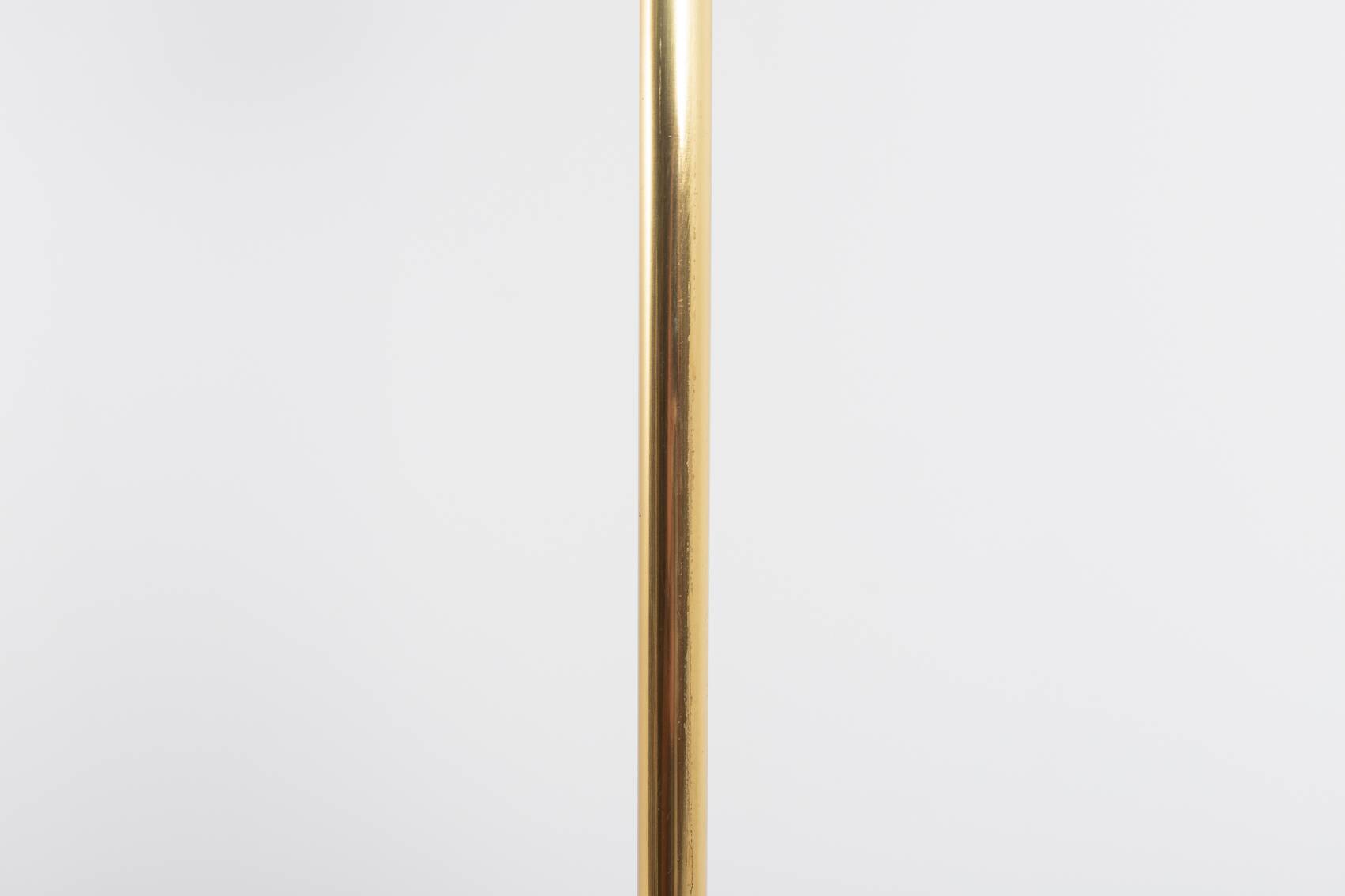 Pair of Italian golden floor lamps with glass shade, 1970’s