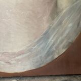 Tableau peinture huile toile portrait femme robe dentelle xixème 19ème merl