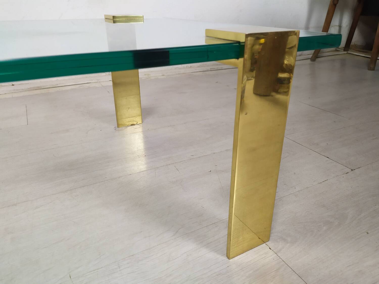 Coffee table glass brass gold