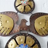 Brass, Copper and Enamel Mobile by Cesar Vasquez, Mid Century Wall Hanging Metal