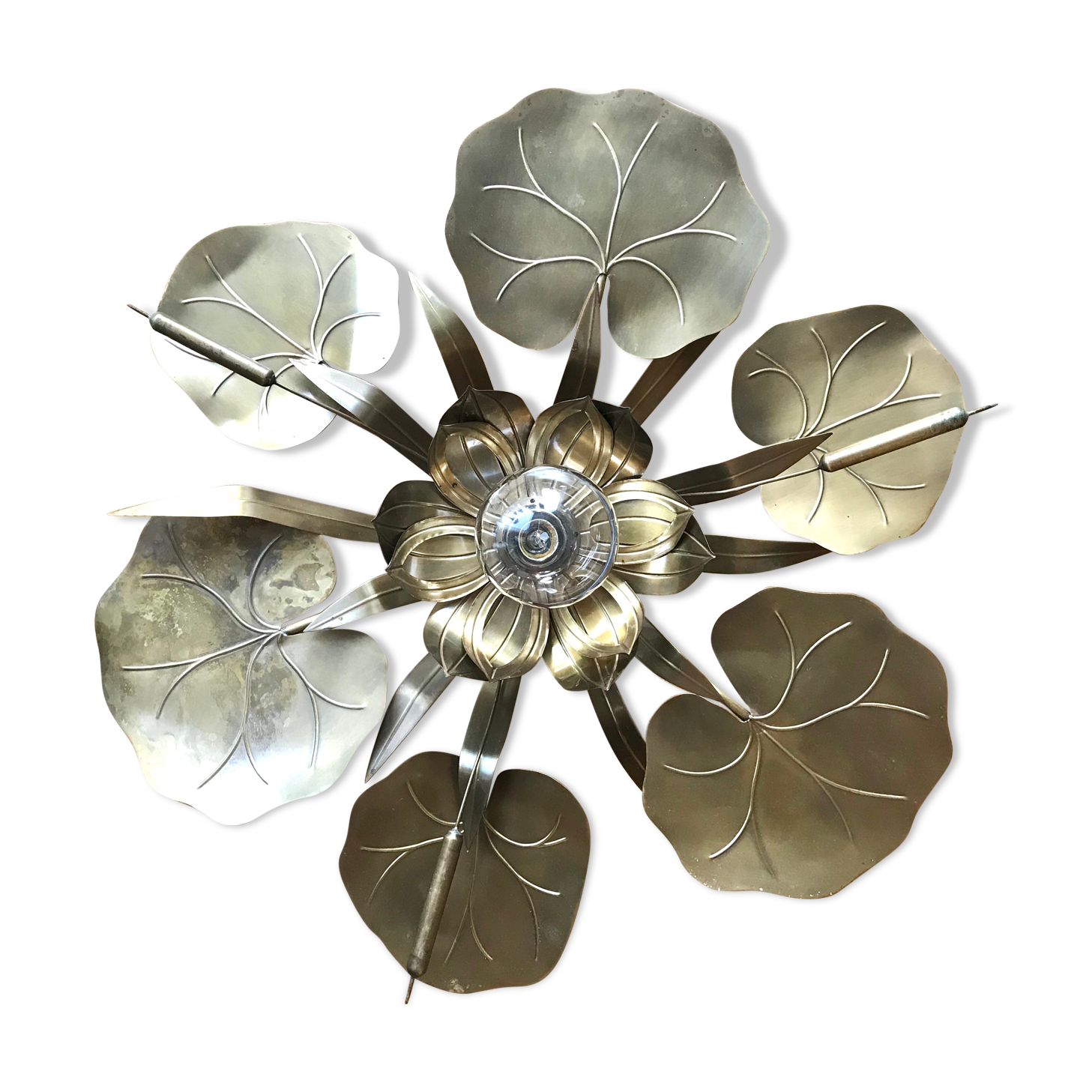 Water lily golden brass ceiling lamp