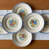 6 old flat plates in Longchamp earthenware
