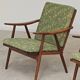 Paire de fauteuils boomerang vert fleur Antonin Suman pour Ton (Thonet)
