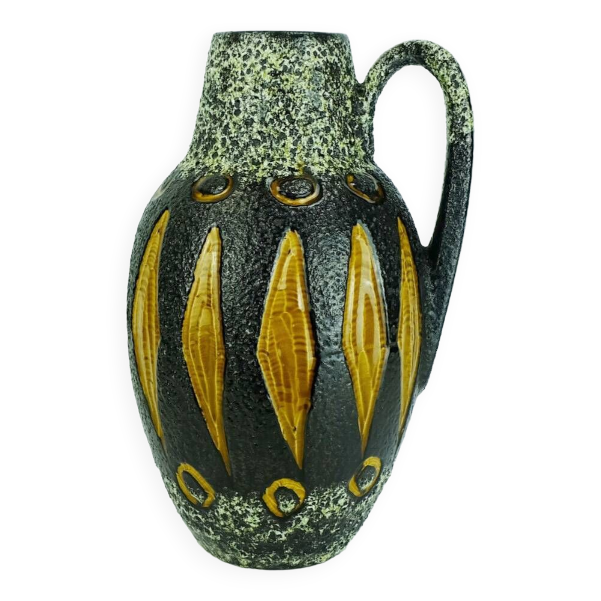 scheurich 1960s 70s VASE jug model 279-38 black and white fat lava abstract decor