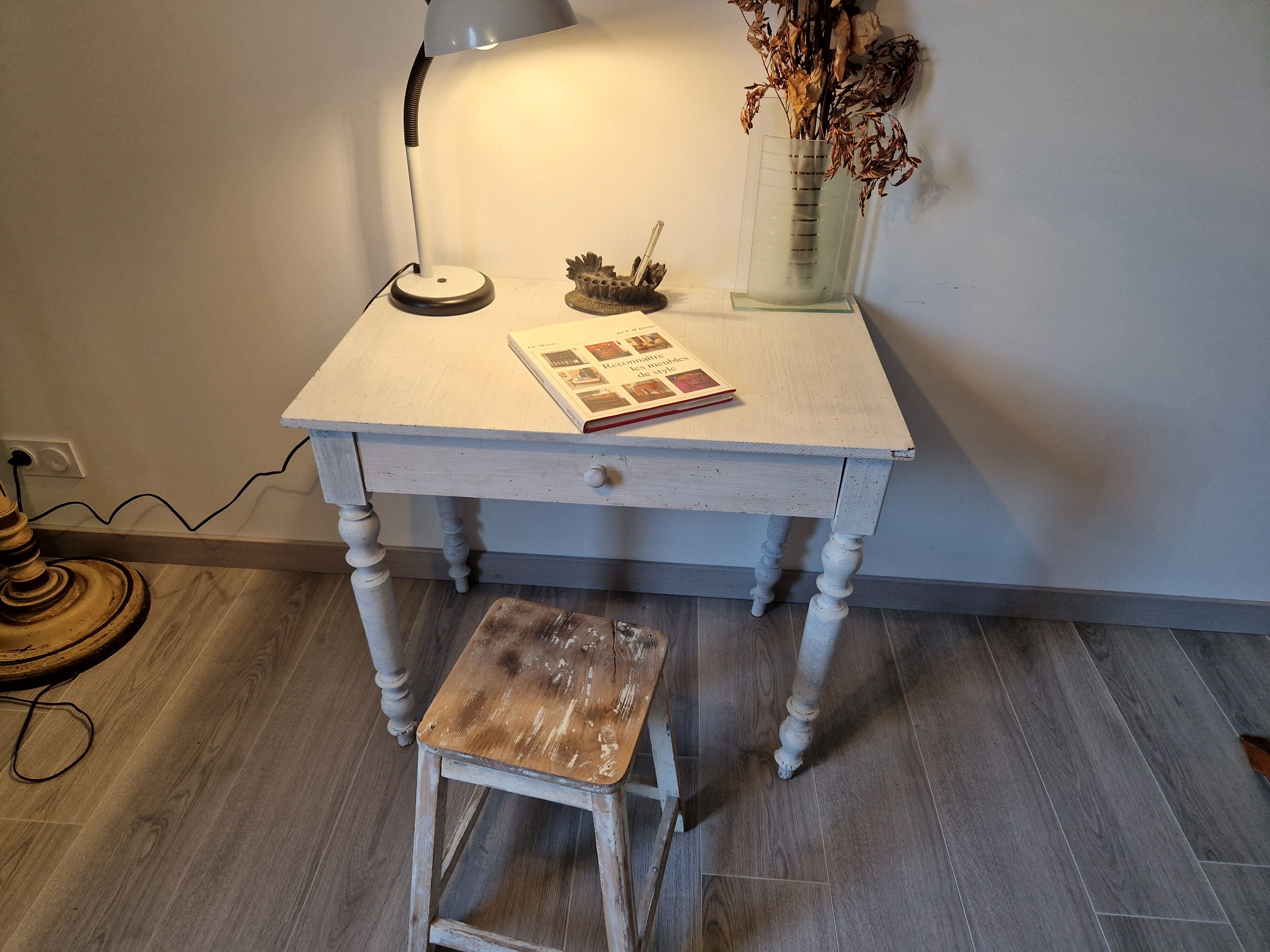 Bureau pieds tournés shabby chic