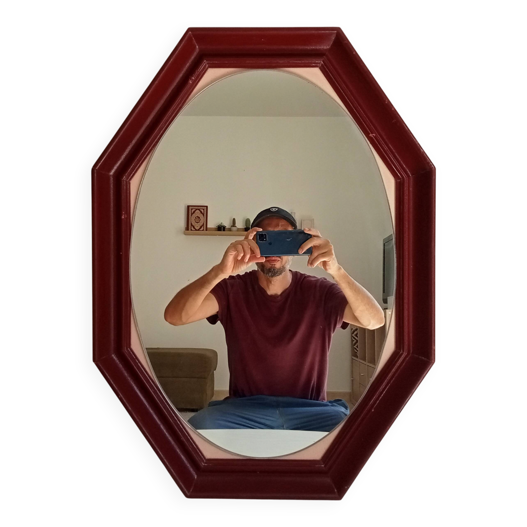Miroir octogonale art déco en bois massif