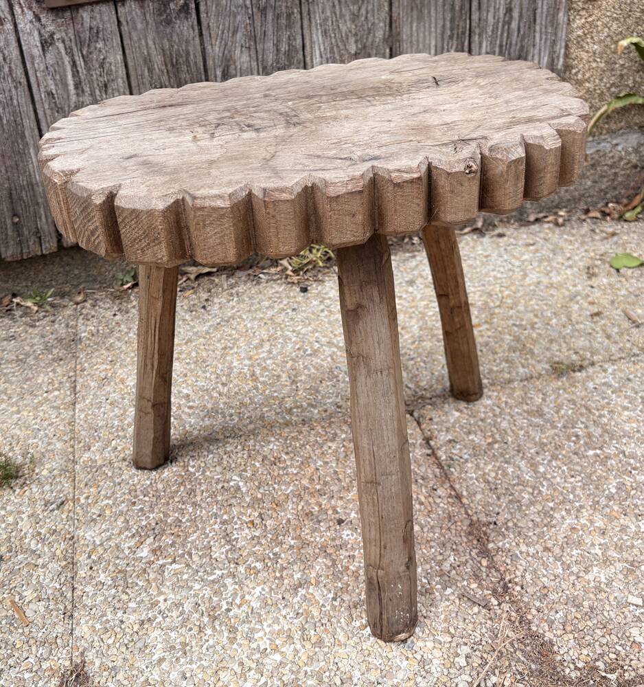 Sculptural brutalist stool, vintage side table, 1950s.