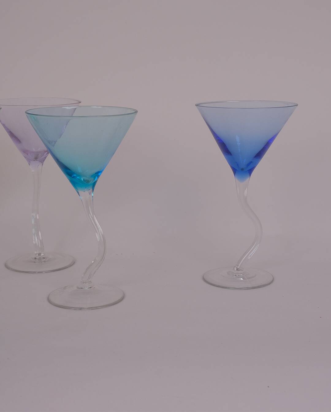 Tinted glass martini glasses x5