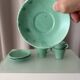 Set of 4 Vintage Jade Green Studio Pottery Espresso Cups & Saucers – Hand G
