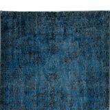 3.8x6.6 ft vintage hand-knotted navy blue over-dyed rug from turkey, woolen floor covering. tek0796