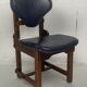Ensemble de 4 chaises de salle à manger brutalistes en chêne et cuir, années 1960
