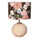 Vintage table lamp in powder pink ceramic – floral lampshade made