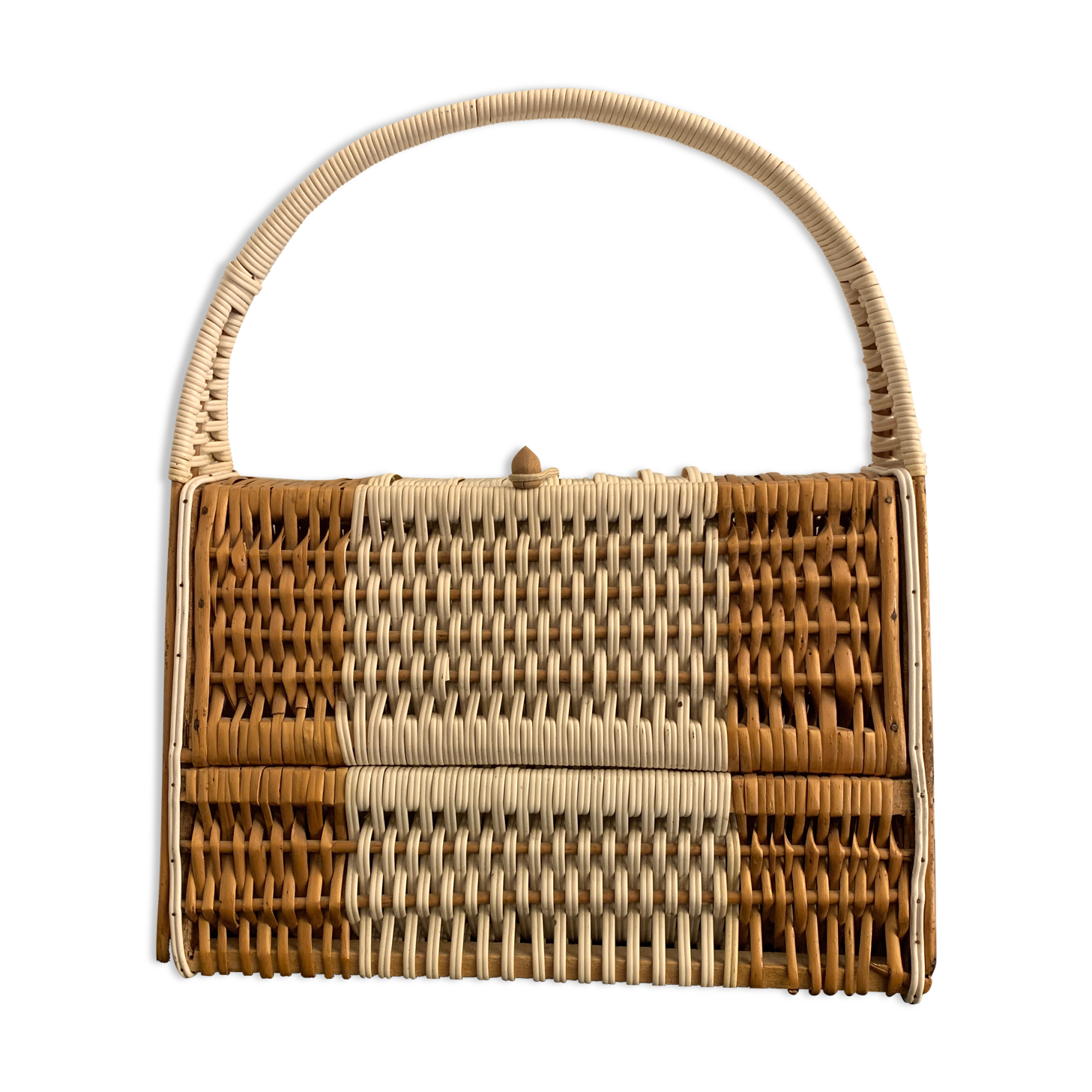 Rattan handbag and scoubidou's threads, 1950