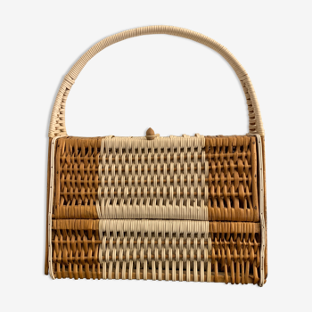 Rattan handbag and scoubidou's threads, 1950