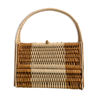 Rattan handbag and scoubidou's threads, 1950