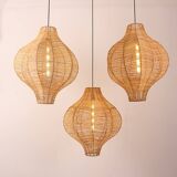 Set of 3 rattan chandelier,extra large light 50 cm x 60 cm