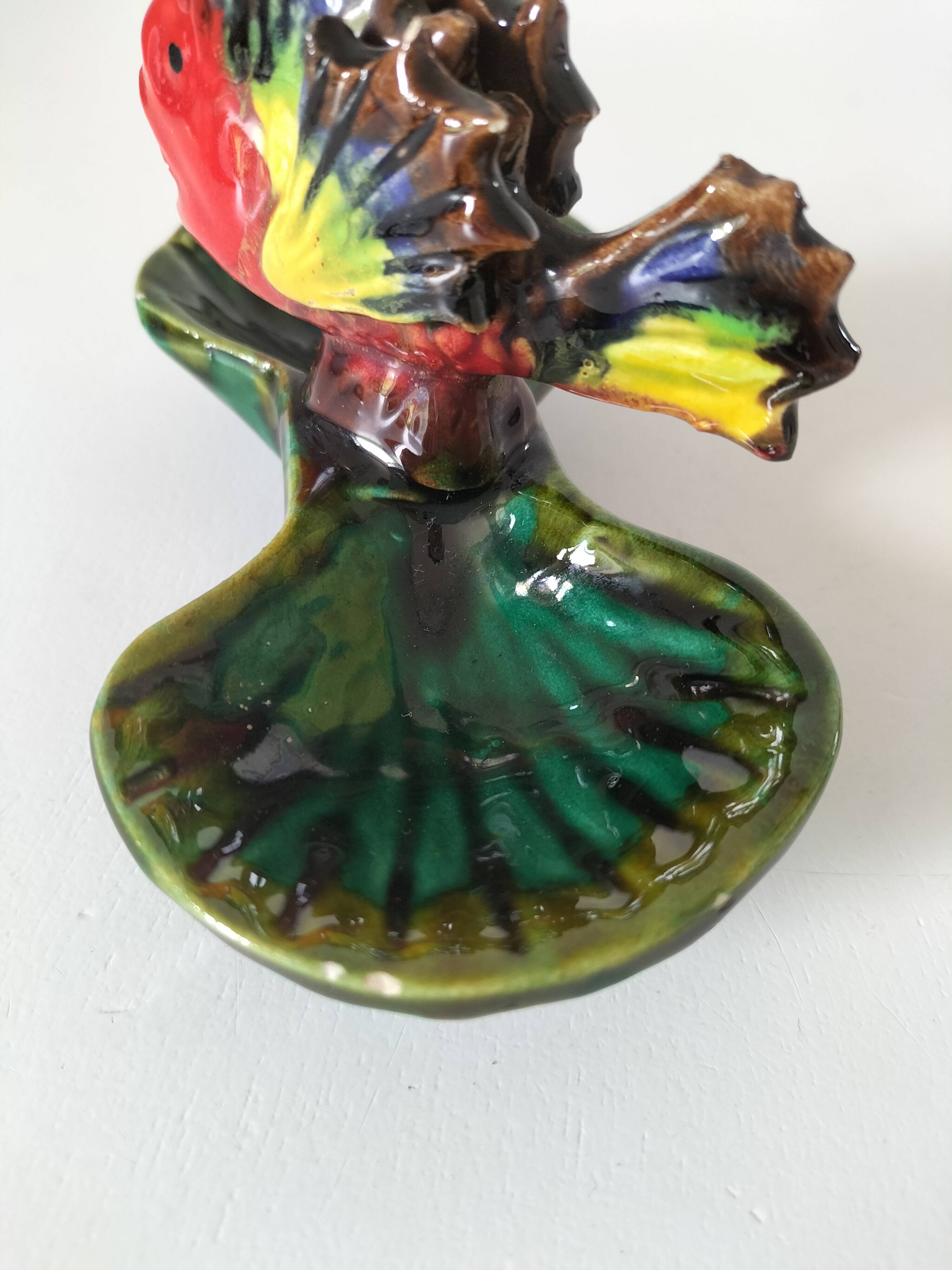 Vintage 1960s-1970s fish barbotine pocket vases