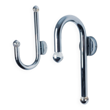 Pair of space-age tubular wall lights, chromed metal, Italy, 1970